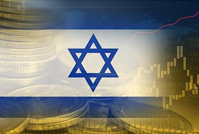דגל ישראל על רקע גרף מדד בבורסה הישראלית